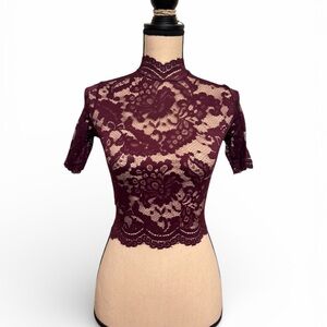 Lace Crop Top - Burgundy